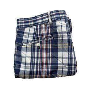 Ralph Lauren Men's Plaid Chino Shorts Size 36 Blue White Red Yellow